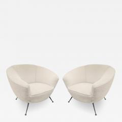 Pair of Rounded Italian Mid Century Lounge Chairs - 2997582