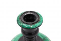 Pair of Russian Black Marble and Malachite Candleholders - 4200490