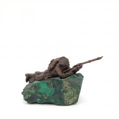 Pair of Russian Bronze Soldiers Mounted on Malachite Early 20th Century - 3454758