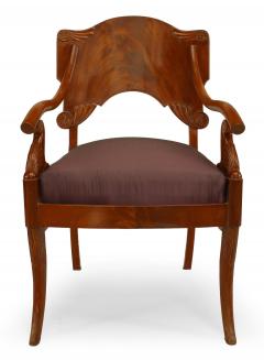 Pair of Russian Mahogany Foliate Arm Chairs - 1402085