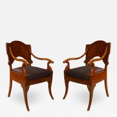 Pair of Russian Mahogany Foliate Arm Chairs - 1492846