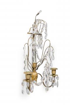 Pair of Russian Neo Classic Two Arm Brass and Crystal Sconces - 4171076