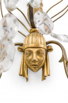Pair of Russian Neo Classic Two Arm Brass and Crystal Sconces - 4171077