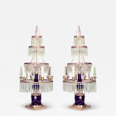 Pair of Russian Neoclassic Ormolu Bronze and Glass Candelabras - 4412407