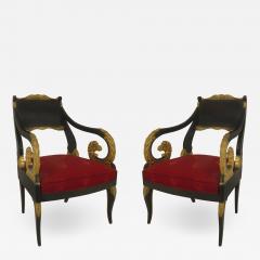 Pair of Russian Neoclassic Painted Arm Chairs - 1492841