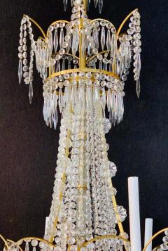 Pair of Russian Neoclassical Style Bronze and Crystal 7 Light Chandeliers - 1249083