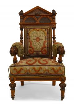 Pair of Russian Oak Carved Arm Chairs - 1403528