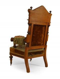 Pair of Russian Oak Carved Arm Chairs - 1403530