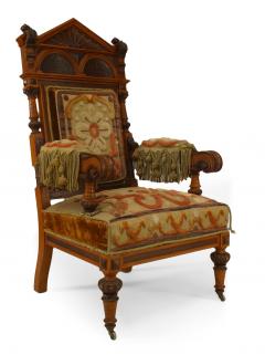 Pair of Russian Oak Carved Armchairs - 4626232