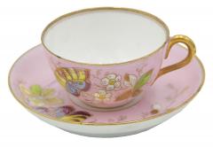 Pair of Russian Pink Kusnetzoff Porcelain Teacups - 4668544