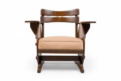 Pair of Rustic Adirondack Beige Upholstered Wood Chairs - 4169764
