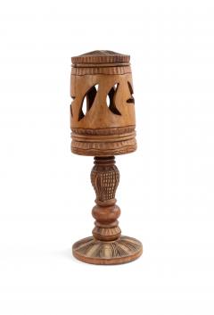 Pair of Rustic Adirondack Style Carved Wooden Table Lamps - 1380207