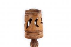 Pair of Rustic Adirondack Style Carved Wooden Table Lamps - 1380208