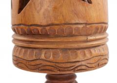 Pair of Rustic Adirondack Style Carved Wooden Table Lamps - 1380211