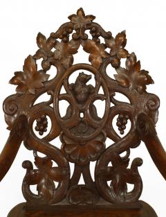 Pair of Rustic Black Forest Carved Walnut Armchairs - 4626196