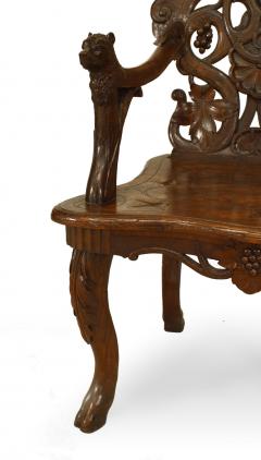 Pair of Rustic Black Forest Carved Walnut Armchairs - 4626198