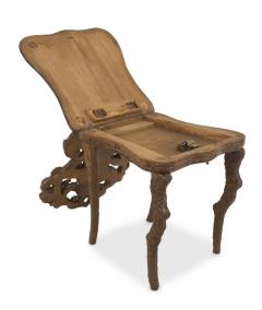 Pair of Rustic Black Forest Walnut Side Chairs One Chair with Music Box - 408129