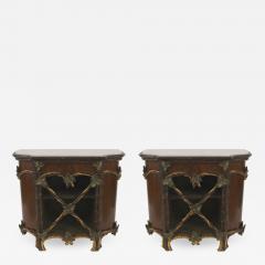 Pair of Rustic Continental 19th Cent Painted and Gilt Trimmed Commodes - 638481