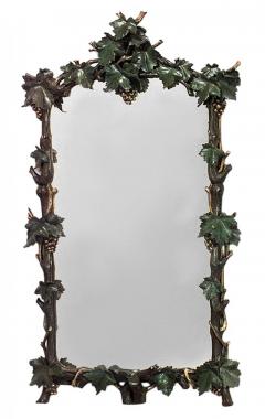 Pair of Rustic Continental Carved Grape and Leaf Design Wall Mirrors - 4626203