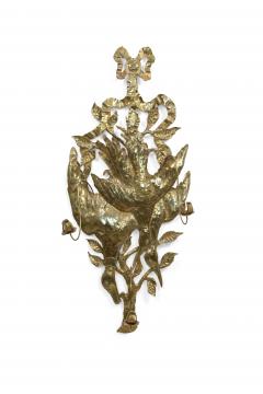 Pair of Rustic Continental German Style Brass Game Bird Wall Sconces - 1398548