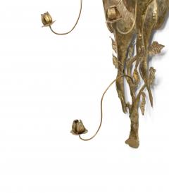 Pair of Rustic Continental German Style Brass Game Bird Wall Sconces - 1398550