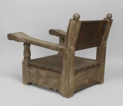 Pair of Rustic Country Style Weathered Oak and Pine Overscale Arm Chairs - 558693