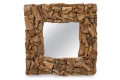 Pair of Rustic Driftwood Framed Square Wall Mirrors - 4669009