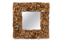 Pair of Rustic Driftwood Framed Square Wall Mirrors - 4669010