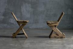 Pair of Rustic Folk Art Chairs France Early 20th Century - 3954490