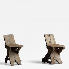 Pair of Rustic Folk Art Chairs France Early 20th Century - 3955706