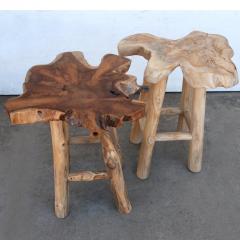 Pair of Rustic Live Edge Stools - 2797076