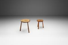 Pair of Rustic Oak Side Tables France 1950s - 4292185