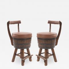 Pair of Rustic Old Hickory Oak Barrel Side Chairs - 1420506