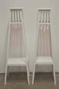 Pair of Rustic White Painted Plant Stands - 1275081