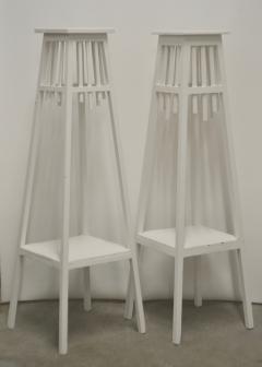 Pair of Rustic White Painted Plant Stands - 1275084