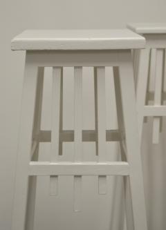 Pair of Rustic White Painted Plant Stands - 1275086