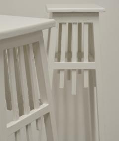 Pair of Rustic White Painted Plant Stands - 1275087