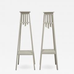 Pair of Rustic White Painted Plant Stands - 1275916