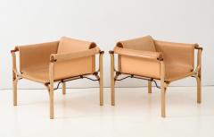 Pair of Saddle Stiched Leather Lounge Chairs - 974249