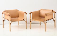 Pair of Saddle Stiched Leather Lounge Chairs - 974252