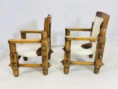 Pair of Safari Style Chairs With Cowhide Upholstery Brazil 1960s - 4128114