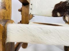 Pair of Safari Style Chairs With Cowhide Upholstery Brazil 1960s - 4128130