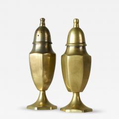 Pair of Salt and Pepper Shakers in Patinated Brass Mid 20th Century - 4582958