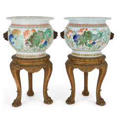 Pair of Samson Famille Verte Porcelain Jardini res on Stands - 4787893
