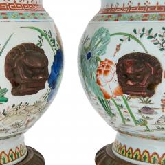 Pair of Samson Famille Verte Porcelain Jardini res on Stands - 4787894