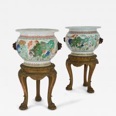 Pair of Samson Famille Verte Porcelain Jardini res on Stands - 4789878