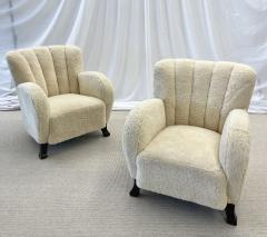 Pair of Scandinavian Art Deco Lounge Chairs Sheepskin Sweden 1930s - 2686636