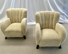 Pair of Scandinavian Art Deco Lounge Chairs Sheepskin Sweden 1930s - 2686638