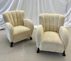 Pair of Scandinavian Art Deco Lounge Chairs Sheepskin Sweden 1930s - 2686640