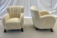 Pair of Scandinavian Art Deco Lounge Chairs Sheepskin Sweden 1930s - 2686642